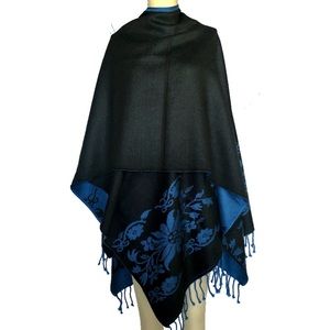 🆕Handmade Alpaca and Wool Reversible Poncho Cape Shawl.